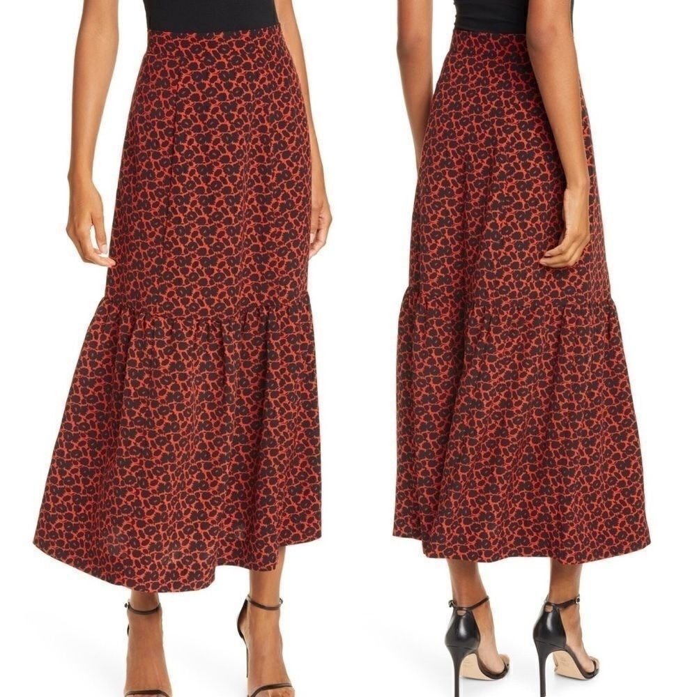RODEBJER Ziga Maxi Skirt, Red/Black, Size Small (2/4), Designer, Red/Black, NWT